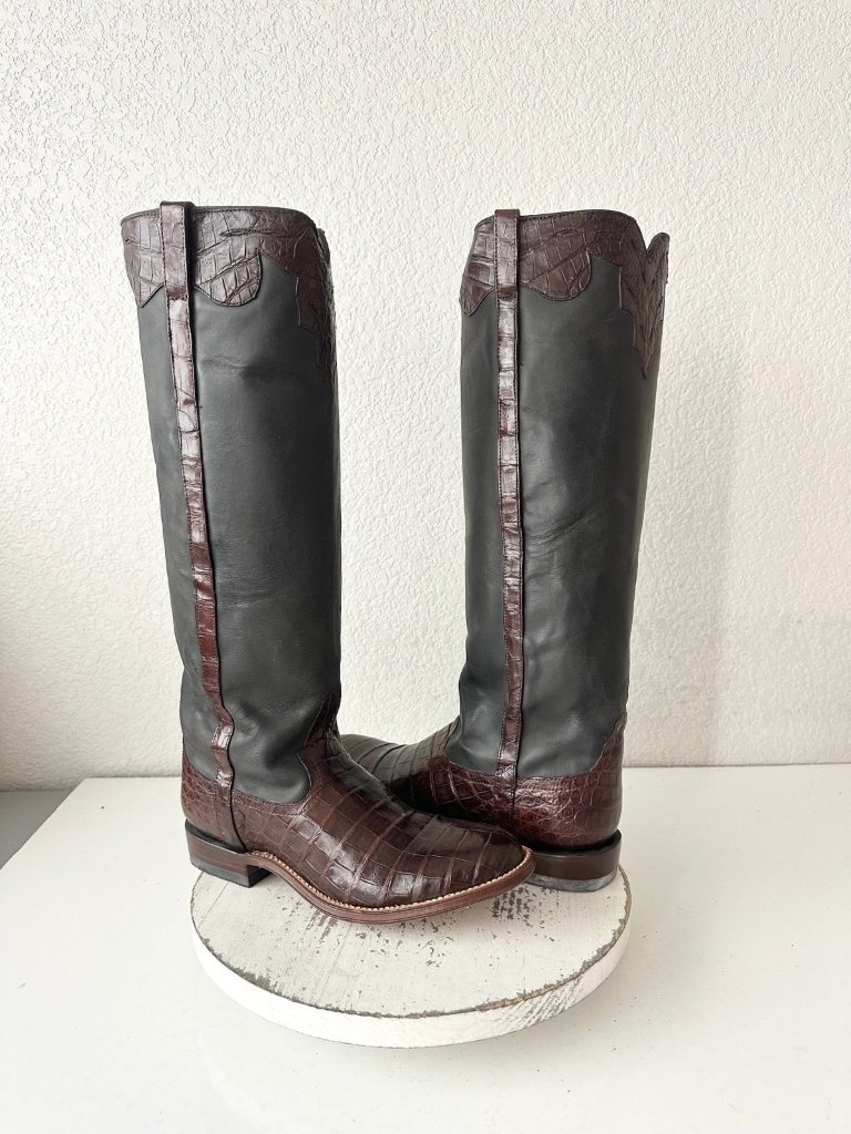 Rod Patrick Womens Brown Caiman Cowboy Boots Western Cowgirl Knee High Tall 10b